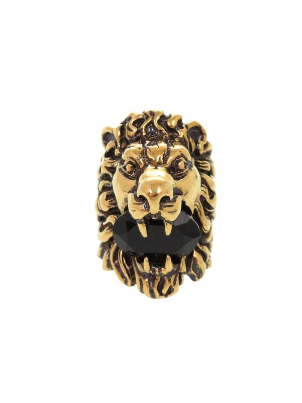Gucci Lion Head Metal Stone Gold Ring